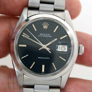 1974 Rolex Oysterdate Precision Rare Original Black Dial Front (1)