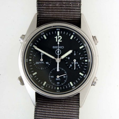 1984 1st Generation Seiko RAF Pilot's Military Chronograph with NATO Issue Numbers on the Caseback