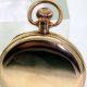 1920s Highly Jewelled Solid Gold Full Hunter Gentleman's Pocket Watch with Fully Hallmarked Original Neck and Bow and Inner Dust Cover. Signed A.W.W.Co. Waltham USA
