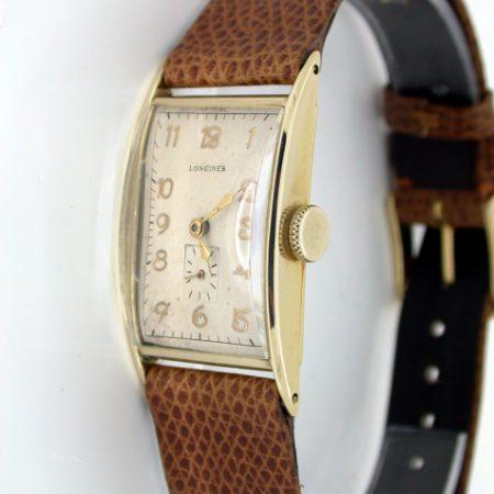 1942 14k Solid Gold Large Art Deco Wristwatch Superb Condition. Longines Strap