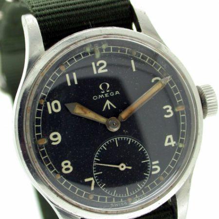 1944 WW2 British Military Army Officer's Wristwatch W.W.W. with Broadarrow and Military Issue Numbers on Case-Back. One of the Best All Original Condition Examples