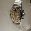 1950s Tri-Compax Moonphase Complication Chronograph with Day-Date-Month Mint Condition Original Dial with Red Chrono Hand in all Stainless Steel Case On Ostrich Strap