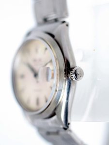 1953 Oysterdate Original Honeycomb Dial with Rare Red Date Window with Dagger Hands in All Steel Oyster Case Ref 6294 on Rolex Steel Oyster Bracelet