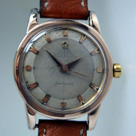 1953 Rare Automtaic Chronomtre Officially Certified Seamaster with Orignal Honeycomb Waffle Cross-Hair Dial in 18ct Rose Gold and Stainless Steel Case