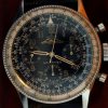 1956 Very Rare Early All Black and Gilt Dial Navitimer Chronograph with All Steel Early Beaded Bezel Case One of the First Made with Box and Original Breitling Sale Papers Dated