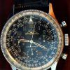 1956 Very Rare Early All Black and Gilt Dial Navitimer Chronograph with All Steel Early Beaded Bezel Case One of the First Made with Box and Original Breitling Sale Papers Dated