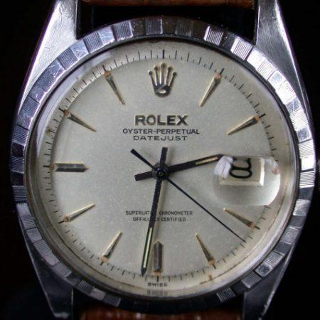 1959 Rare Early Datejust Ref. 6605 with Unusual Steel Crenelated Bezel