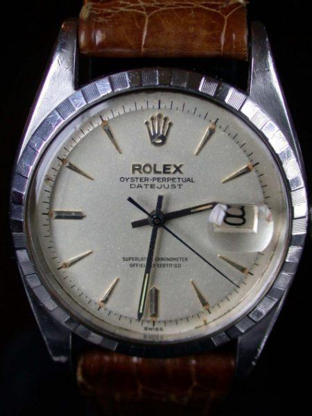 1959 Rare Early Datejust Ref. 6605 with Unusual Steel Crenelated Bezel