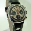 1960s Camaro Valjoux 72 Chronograph with Rare Two-Tone  "Panda" Dial on Big-Hole Rally Strap with Steel Signed Heuer Buckle. In Mint Condition.