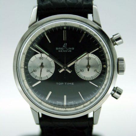 1960s Geneve Top Time Chronograph in Perfect Mint Condition with Original Black Dial