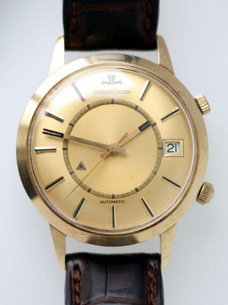 1960s Memovox Alarm and Date Bumper Automatic Watch Original Gold Dial with Gold Onyx Inly Applied Hour Markers in 18k Gold and Steel Case in Superb Condition European Model