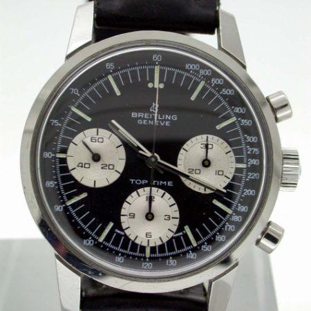 1960's Top Time Geneve Chronograph. Original Black Dial with Three White Sub-Dials. Breitling Ref. 810. Superb Condition.