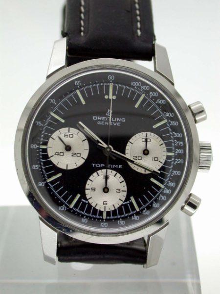 1960's Top Time Geneve Chronograph. Original Black Dial with Three White Sub-Dials. Breitling Ref. 810. Superb Condition.