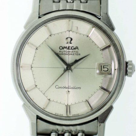 1961 Pie-Pan Dial Constellation Automatic Chronometer with All Stainless Steel "Dog-Leg" Case with Observatory Case-Back Ref.14902 SC-61 on Omega Bracelet
