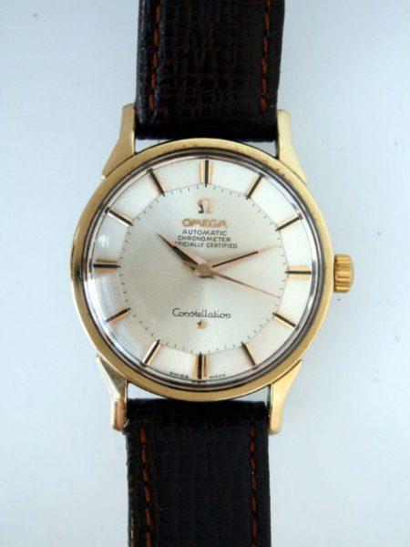 1963 18k Gold/SS Original Pie-Pan Dial Constellation Automatic Cal. 551 with Onyx Hour Markers in "CB" Omega Dog-Leg Case. Beautiful Watch in Superb Original Condition