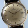 1963 Solid 18k Gold Automatic Seamaster De Ville Calendar with Original Solid 18k Gold Dial with Solid Gold Applied Onyx Hour Markers and Original Hands. Rare