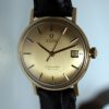 1963 Solid 18k Gold Automatic Seamaster De Ville Calendar with Original Solid 18k Gold Dial with Solid Gold Applied Onyx Hour Markers and Original Hands. Rare