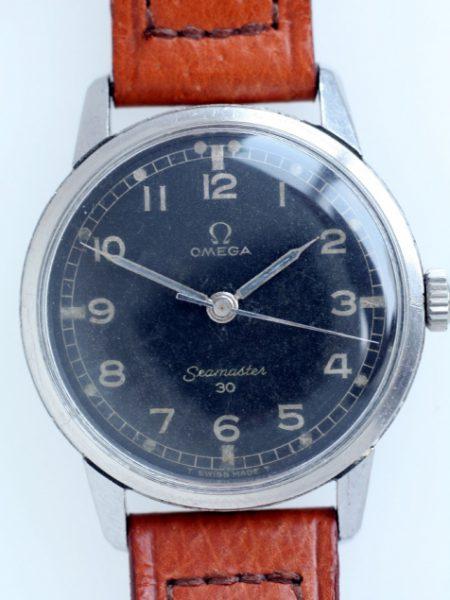 1964 Rare RAF Seamaster 30 Military Watch with Original Black Military Dial and RAF Markings on all Steel "Seamonster" Case-Back Manual Winding