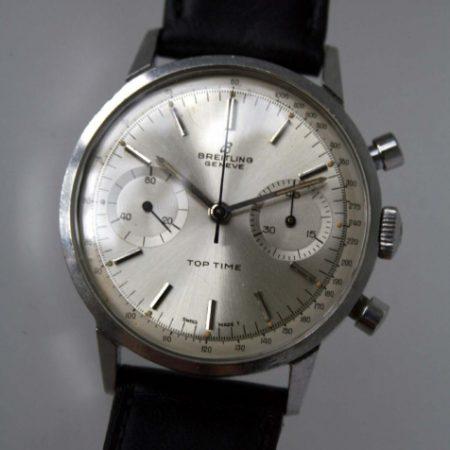 1965 Top Time Geneve Chronograph in Mint Condition with Original Silver Dial in All Stainless Steel Round with Round Pushers Case Model ref 2002 All Original Superb Example