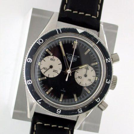 1966 Autavia "45" (Valjoux 92) US Military Air Force Pilot's Watch. Comes in an Orignal 1960's Heuer Box with Strap and Heuer Signed Steel Buckle. Complete with Service Receipts for Tag Heuer Service