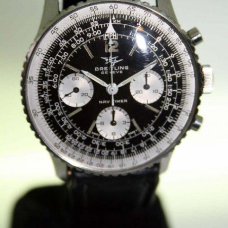 1966 Navitimer Chronograph Ref. 806 with Mint Perfect Original "Two-Planes" Logo Dial All Stainless Steel Case with Rotating Slide-Rule Bezel Comes on Vintage Breitling Strap and Matching Buckle.