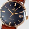 1967 Automatic Seamaster De Ville Date Calendar "Mad Men" Watch Original Gloss Black Dial with Gold Hour Markers and Hands Monocoque 14k Gold Capped Case