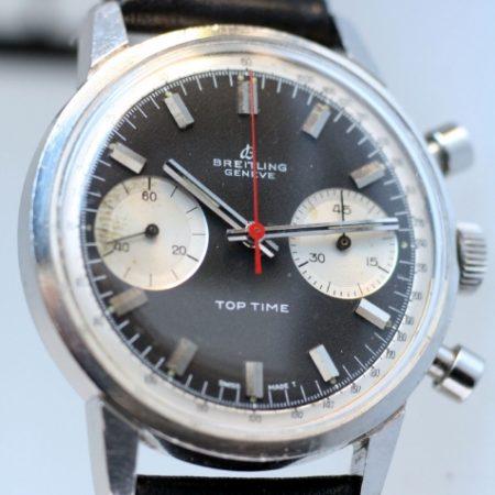 1967 Top Time Geneve Chronograph Ref. 2002 Original Black and White "Panda" Dial with Original Red Central Chronograph Hand. Attractive Watch