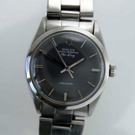 1968 Rolex Oyster Perpetual Air King Precision Model 5500 with Rare Original Finish Blue-Grey Dial on Rolex Oyster Steel Bracelet Ref 78350