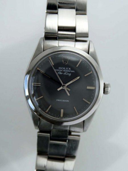 1968 Rolex Oyster Perpetual Air King Precision Model 5500 with Rare Original Finish Blue-Grey Dial on Rolex Oyster Steel Bracelet Ref 78350