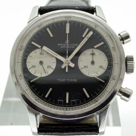 1968 Top Time Geneve Chronograph Black Dial with Two White Sub Dial Registers. Excellent Condition with Original Papers
