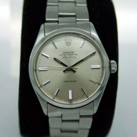 1969 Air King Oyster Perpetual Precision Beautiful Silver Dial All Stainless Steel Case on Rolex Oyster Stainless Steel Bracelet. Perfect Original Condition 1960's Rolex Automatic Watch