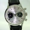 1969 Geneve Top Time Chronograph with Original Silver Sunburst Finish Dial with Two Black Sub-Dials. Stainless Steel Chromed Case. Mint Perfect Condition on Breitling Buckle