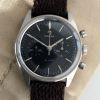 1969 Omega De Ville ManualChrongraph Cal. 860 with Original All Jet Black Original Dial in Stainless Steel Screwback Case Ref. 145.017 Signed Omega Waterproof in Mint Condition on Lizard Strap