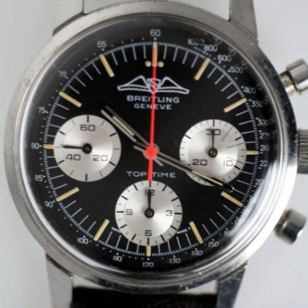 1969 Top Time AOPA Geneve Three Register Chronograph Black Dial with Red Central Chrono Hand Ref. 810 in All Steel Case on Breitling Strap and Buckle