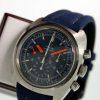 1970 Cal. 861 Seamaster Chronograph with Stunning Mint Condition Original Blue Dial and Orange Hands. All original. Big All Steel Case Reference 145.0290. On Matching New Blue Strap