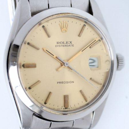 1972 Beautiful Rolex Oysterdate with Rarer Desirable Original Finish Champagne Coloured Dial. All Stainlees Steel Oyster Case Signed Rolex Ref. 6694. Original Condition