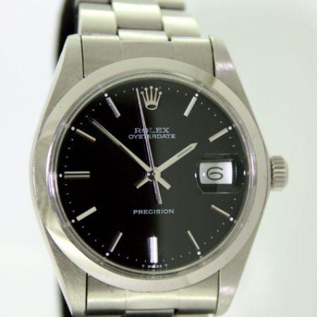 1972 Oysterdate Precision ref. 6694 Original Black and Silver Dial All Stainless Steel Case Stamped Rolex 1972 Original Rolex Steel Oyster Bracelet Stamped 1972 All in Mint Condition