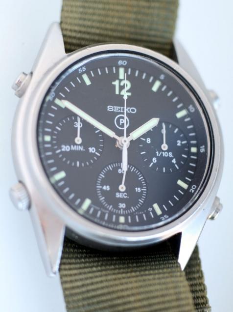 1989  British Military Chronograph from the First Gulf War “Operation Desert  Storm” RAF Issued with Correct Broadarrow and 6645 Military Issue Markings.  New Mineral Glass – Corr Vintage Watches