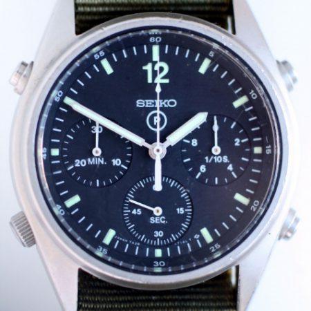 1989 Gen.1 British Military Chronograph from the First Gulf War "Operation Desert Storm" RAF Issued with Correct Broadarrow and 6645 Military Issue Markings. New Mineral Glass