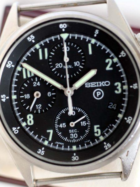 1996 British Military Issued RAF Helicopter/Jet Pilots Gen. 2 Chronograph Model with Broadarrow and Military Issue Numbers on Case-Back Comes with New Seiko Mineral Glass