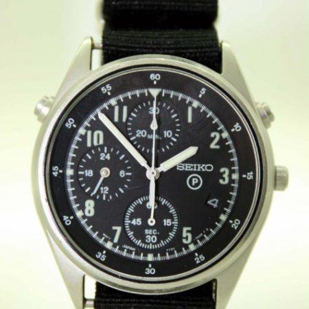1999 RAF/Royal Navy Helicopter Pilot's Chronograph Watch 2nd Generation Model British Military Issued with Broadarrow and Issue Numbers 6645-99-8149181-2021/99 on the Case-Back