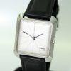 Grafic 1959 New Old Stock All Steel Square Case Wristwatch with White Dial in Perfect Condition with Minimal Black Line Design and Centre Sweep Seconds. 50's Design Classic