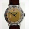 Vintage 1940s Powermatic Cal. 481 Rare and Collectible All Steel European Model with Very Nice Original Two-Tone Dial and Red Power Reserve Window. High Quality Jaeger Movement. Horn Lug Case