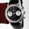 Vintage 1960's Top Time Geneve in Mint Perfect Original Condition Black Dial with Two White Sub-Dials in Round Steel Case and Round Pushers with Original Signed Winding Crown Model Ref. 2002