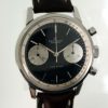 Vintage 1967 Top Time Geneve Ref. 2002 in Steel with Perfect Original Black Dial and Two Silver Sub-Dials with Round Pushers Original Signed Crown New Breitling Stitched and Padded Strap
