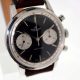Vintage 1967 Top Time Geneve Ref. 2002 in Steel with Perfect Original Black Dial and Two Silver Sub-Dials with Round Pushers Original Signed Crown New Breitling Stitched and Padded Strap
