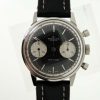 Vintage 1967 Top Time Geneve Ref. 2002 in Steel with Perfect Original "James Bond" Black Dial with Two Silver Sub-Dials Original Signed Crown Breitling Stitched and Padded Strap and Buckle