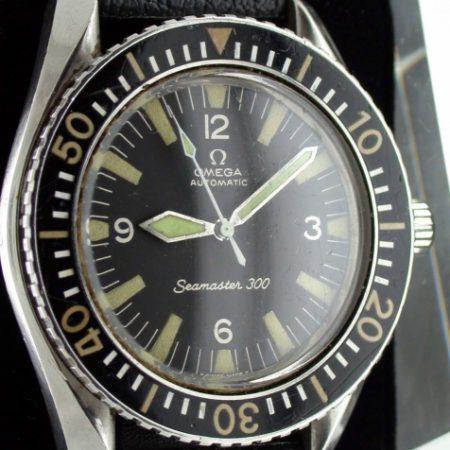 Vintage 1968 Seamaster 300 Automatic "Big Crown" Diver's Watch Reference 165.024 in Stunning Original Condition on NOS Vintage Tropic Strap. One Owner From New