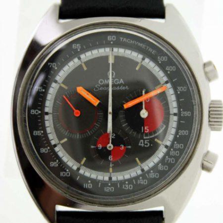 Vintage 1970 Cal. 861 Seamaster 'Soccer Timer' Chronograph with Original Omega Black/Red Tachymetre Dial Orange Hands in Big Tonneau All Steel Case All Mint Perfect Original Condition