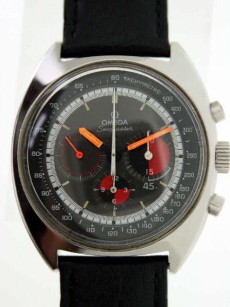 Vintage 1970 Cal. 861 Seamaster 'Soccer Timer' Chronograph with Original Omega Black/Red Tachymetre Dial Orange Hands in Big Tonneau All Steel Case All Mint Perfect Original Condition
